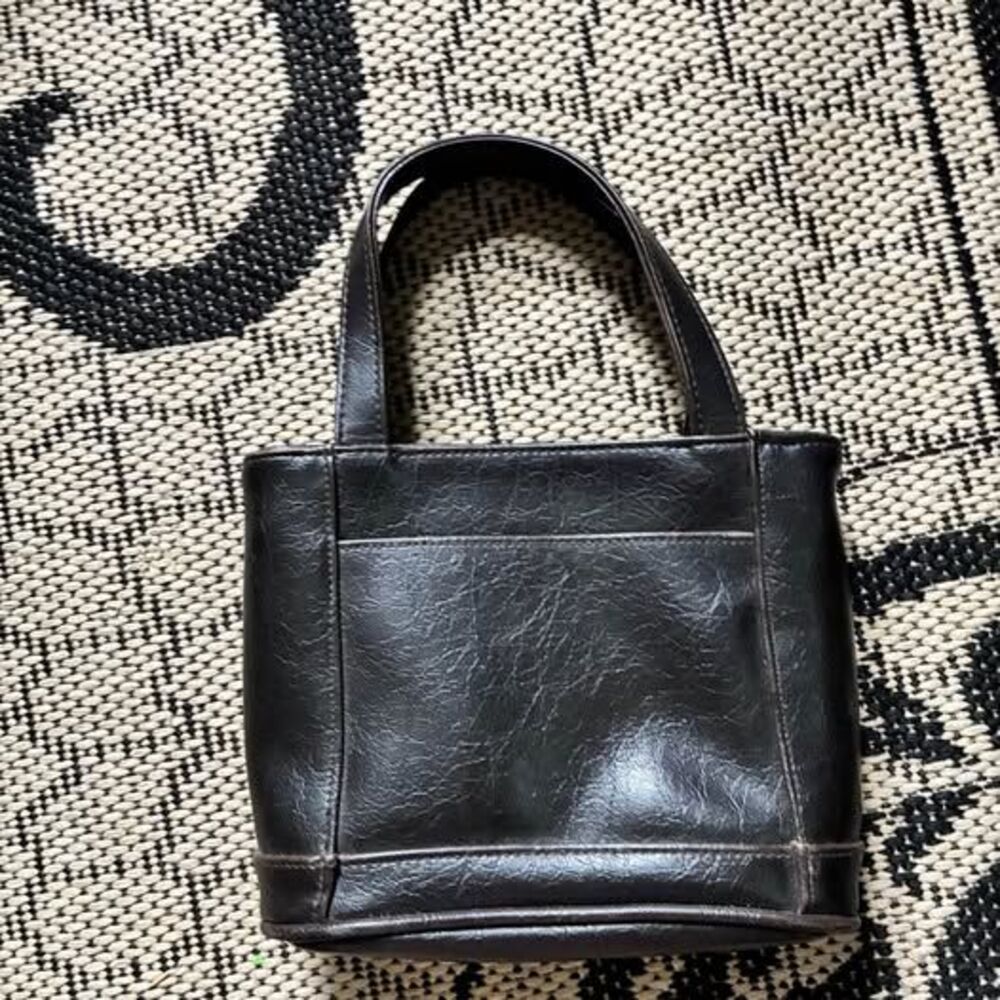 Small black Faux Leather handbag purse
